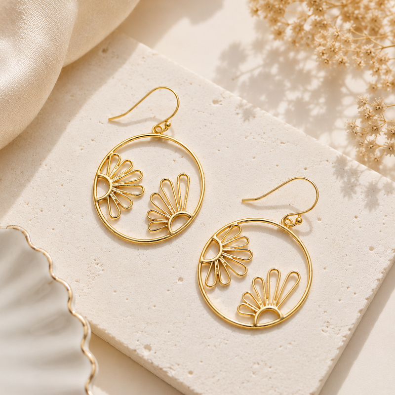 Fleur Hoops Gold