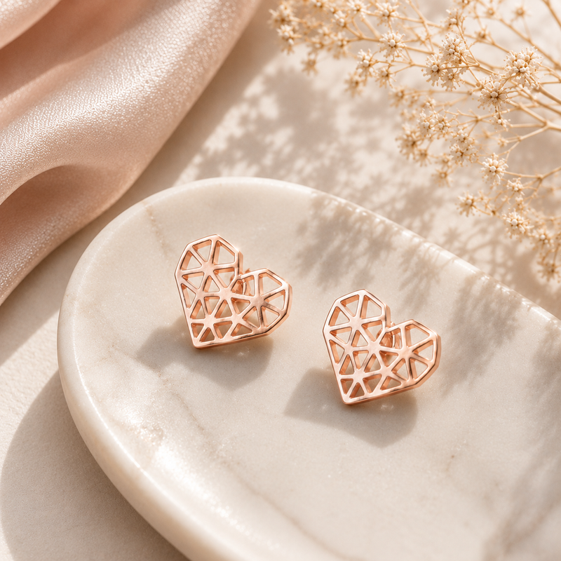 Prism Heart Earrings Rose Gold | 925 Sterling Silver