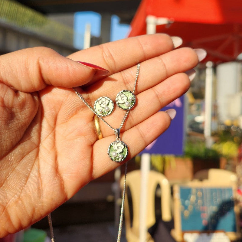 Emerald Heirloom Pendant Set in 925 Sterling Silver