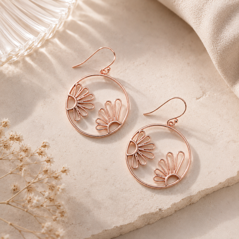 Fleur Hoops Rose Gold