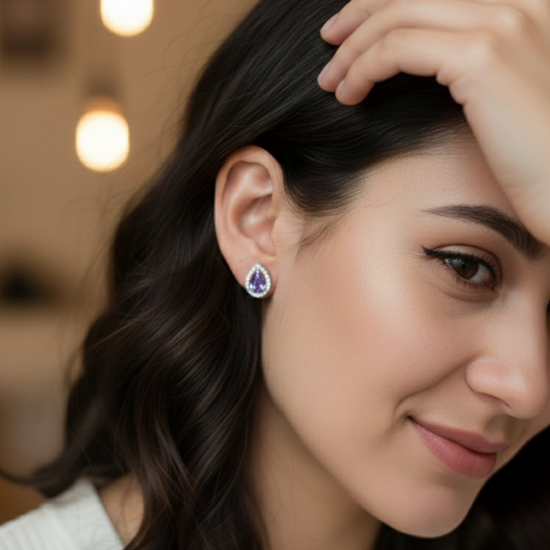 The Amethyst Halo Studs