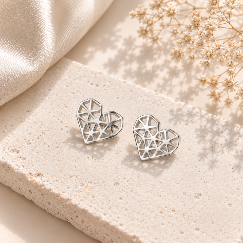 Prism Heart Earrings Silver | 925 Sterling Silver